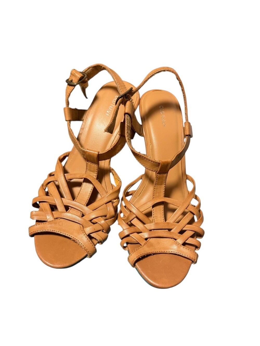 Old Navy Woven Leather Sandals Tan sz 9